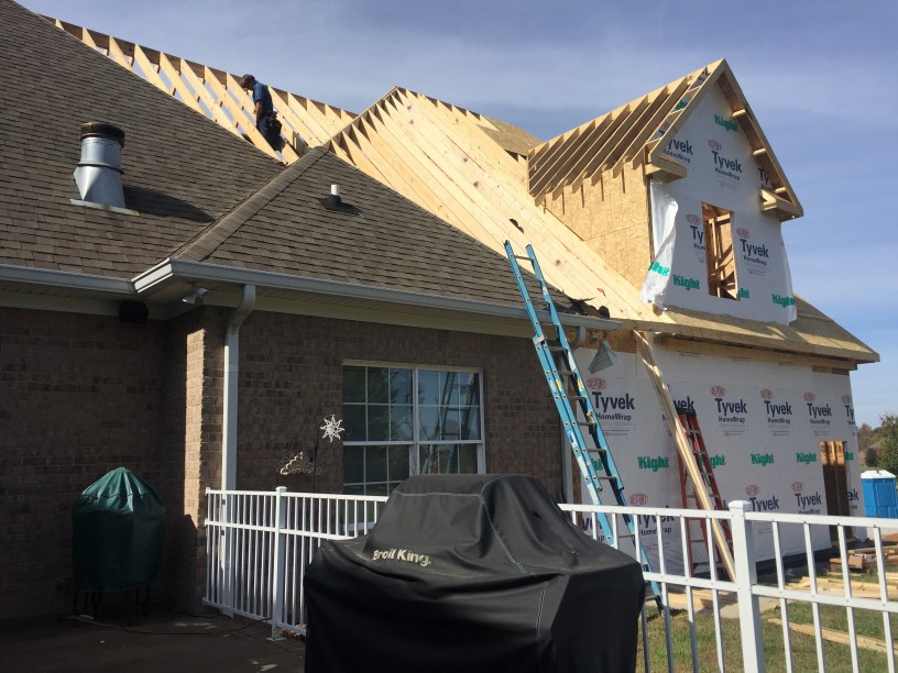 a residential home getting an addition added to the home